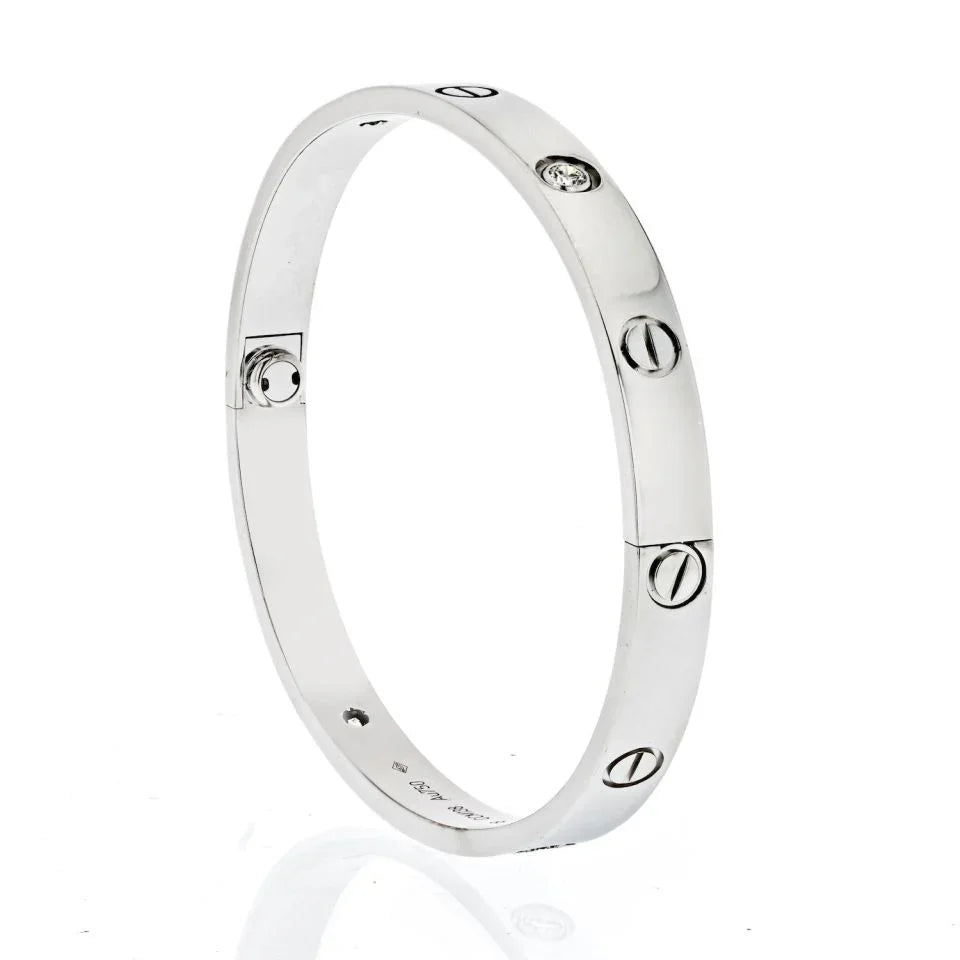 Cartier Love Bracelet Classic White Gold With Diamonds